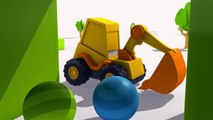 Car cartoon and kids games. Excavator Max and surprise egg. Police scoote