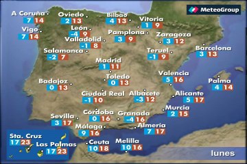 Previsión del tiempo para este lunes 9 de enero