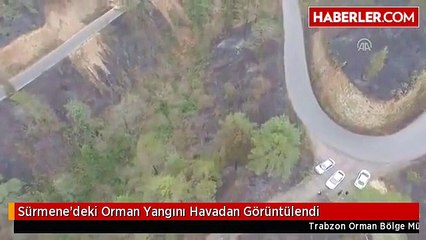 Trabzon'da Sürmene'deki Orman Yangını Havadan Görüntülendi