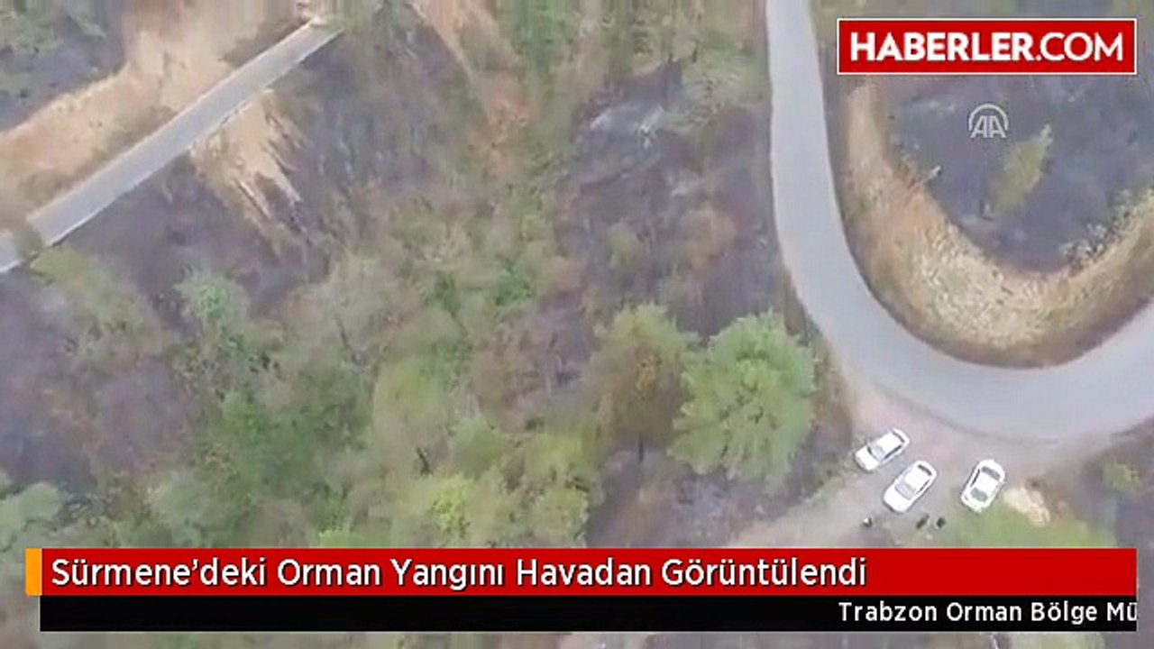Trabzon'da Sürmene'deki Orman Yangını Havadan Görüntülendi