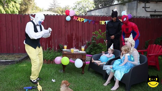 Joker Vs Doctor! w- Frozen Elsa Spiderman Maleficent vs Clown Vampire Bad Baby! Superhero Fun IRL -)