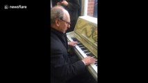 Further footage of pianist keeping commuters' spirits up at Clapham Junction