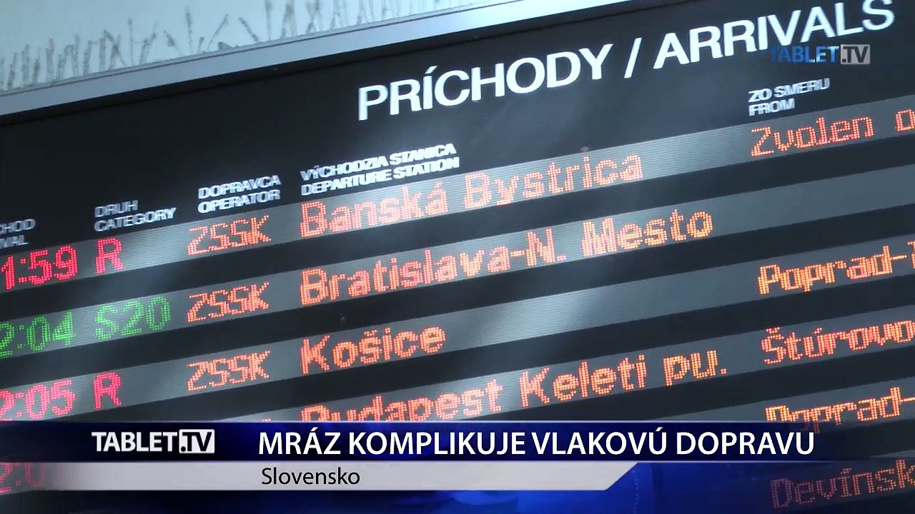 Mrazivé počasie komplikuje železničnú dopravu, viaceré vlaky meškali