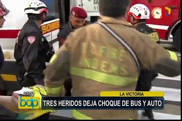 La Victoria: tres heridos deja choque de bus y auto