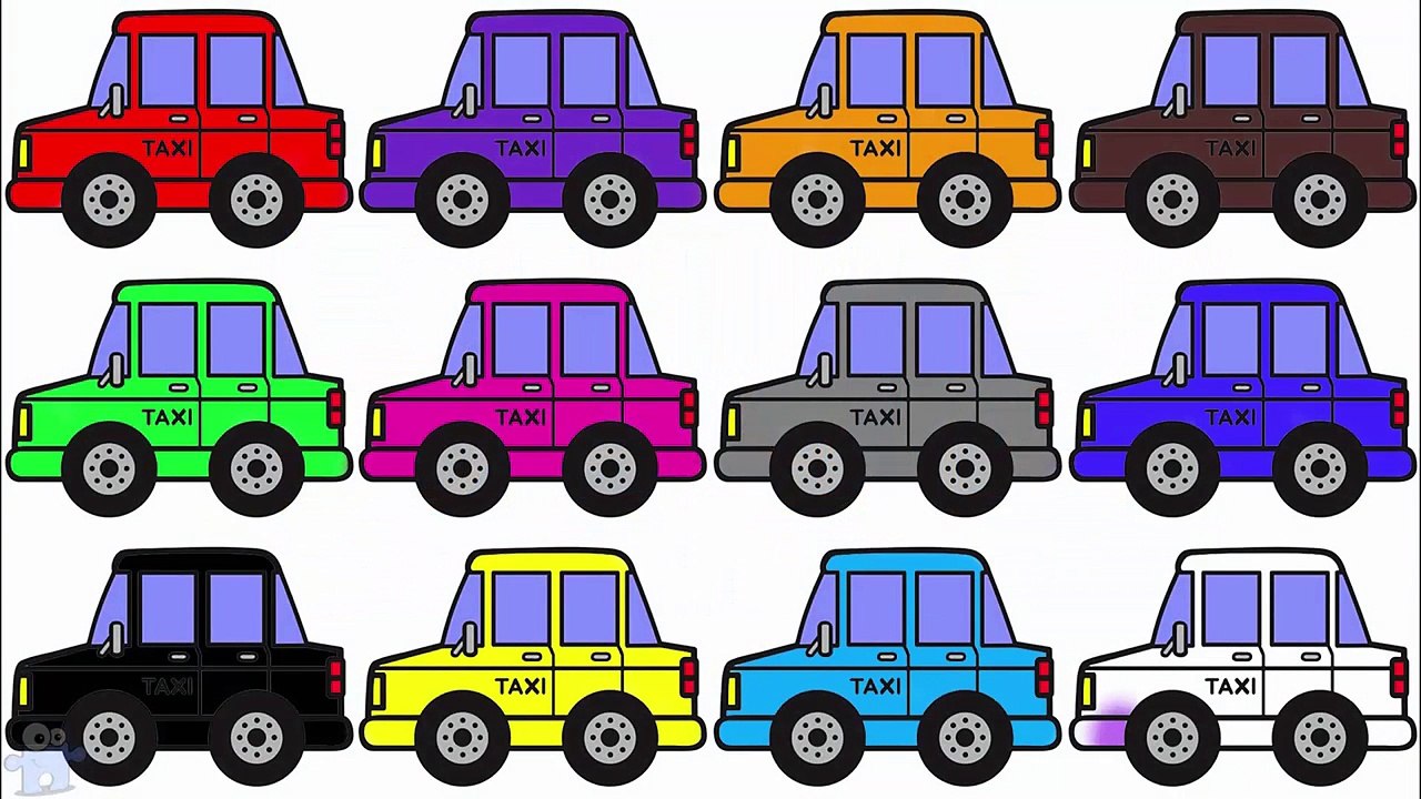 Coloured Cars Learn Colors in English - Learning Colors with Street Vehicles Cars Taxi Coloring