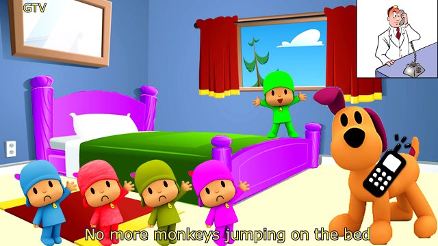 Pocoyo Finger Family Song | 5 Little Monkeys Jumping on the Bed Nursery Rhymes