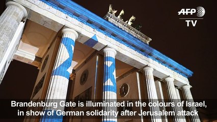 Brandenburg Gate lit up in Israeli colors after truck attack