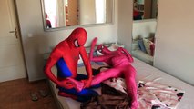 FROZEN ELSA Vampire Toilet Attack!! w/ SPIDERMAN & PiNK SPIDERGIRL - Superhero Fun IRL :)