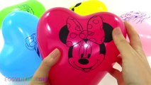 Learn Colors with Disney Heart Balloons and Baby Doll Finger Family Nursery Rhymes EggVideos.com