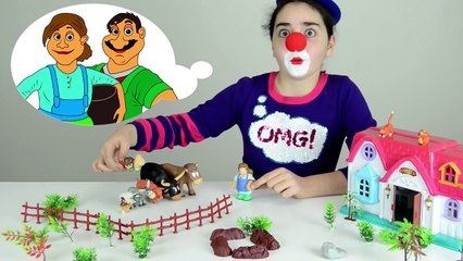 Farm Animals For Kids - Educational Fun Learning Video with Clown Flower