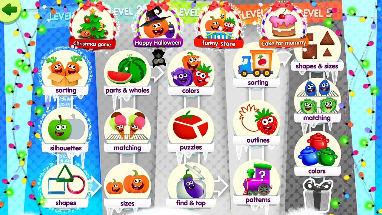 FUNNY FOOD! Learning Games For Toddlers Kids FREE - SHAPES  MATCHING PUZZLES for Kids