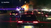 Commuter chaos as lorry bursts into flames on M6