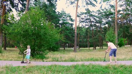 Как ПАПА учился на трюковом самокате кататься. Смешное видео про папу и канал Картонка