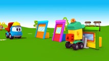 Car cartoon and animation for kids. Leo the truck builds a new house.