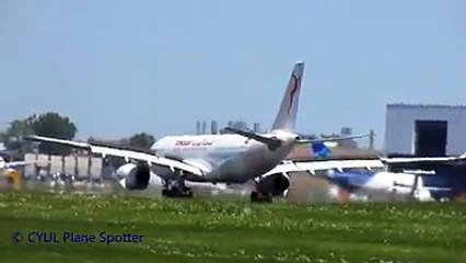 Welcome to Montreal! Inaugural Tunisair flight landing in Montreal with Airport firefighters performing a traditional wa