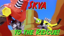 DinoTrux Tall Tail Skya Toy with Revvit Fight Scrap-It and Scrapadactyl Toys to Recover Stolen Gold