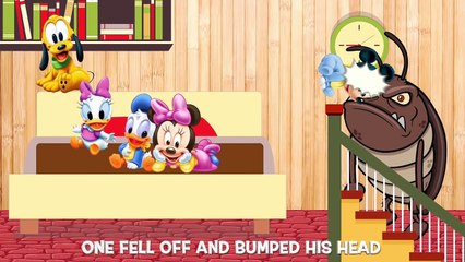 Five Little Baby Mickey Mouse Friends Jumping on the Bed with Insects