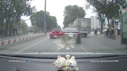 Motorcycle Merges into Truck