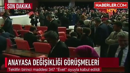 Anayasa Değişiklik Teklifinin Birinci Maddesi Kabul Edildi