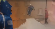 Thrillseeker Pulls Off Ski Jump on Streets of Snowbound Italian Town