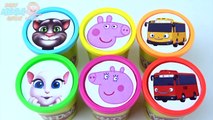 Сups Stacking Play Doh Clay The Little Bus Tayo Peppa Pig Talking Tom Learn Colors for Children
