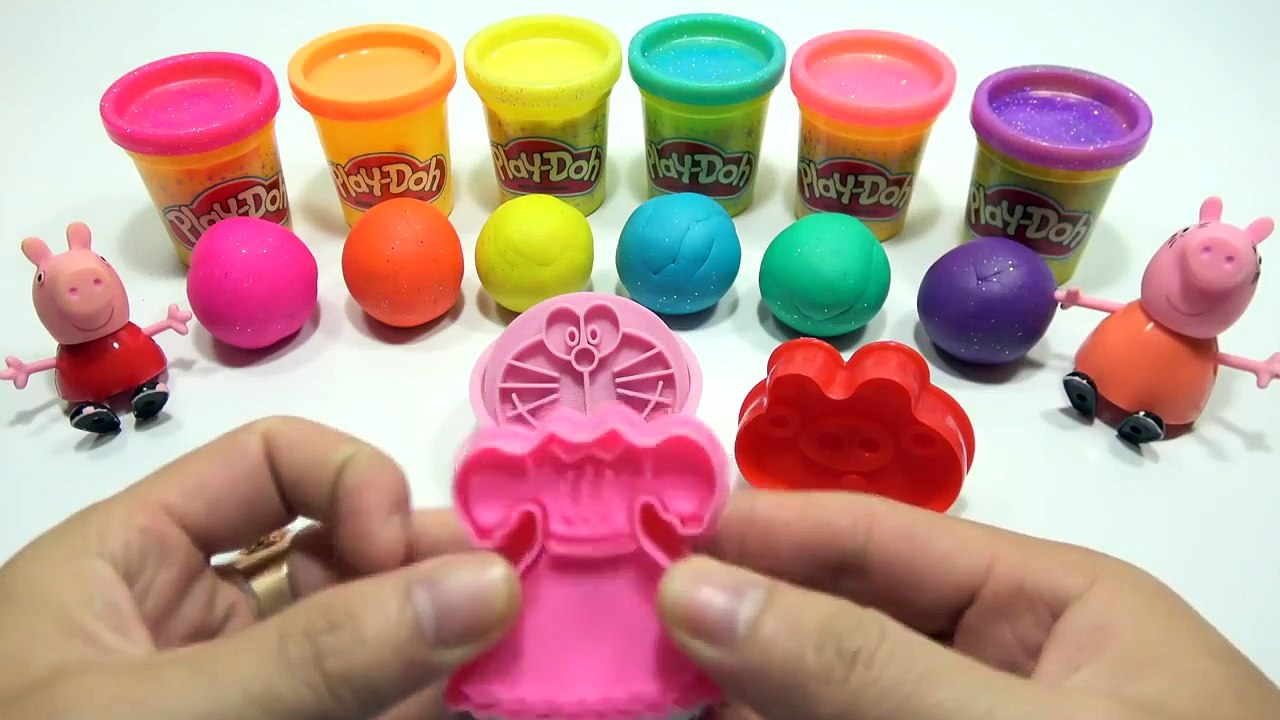 Learn Colors Play Doh Peppa Pig Doraemon Molds Fun  Creative for Kids PlayDoh Fun
