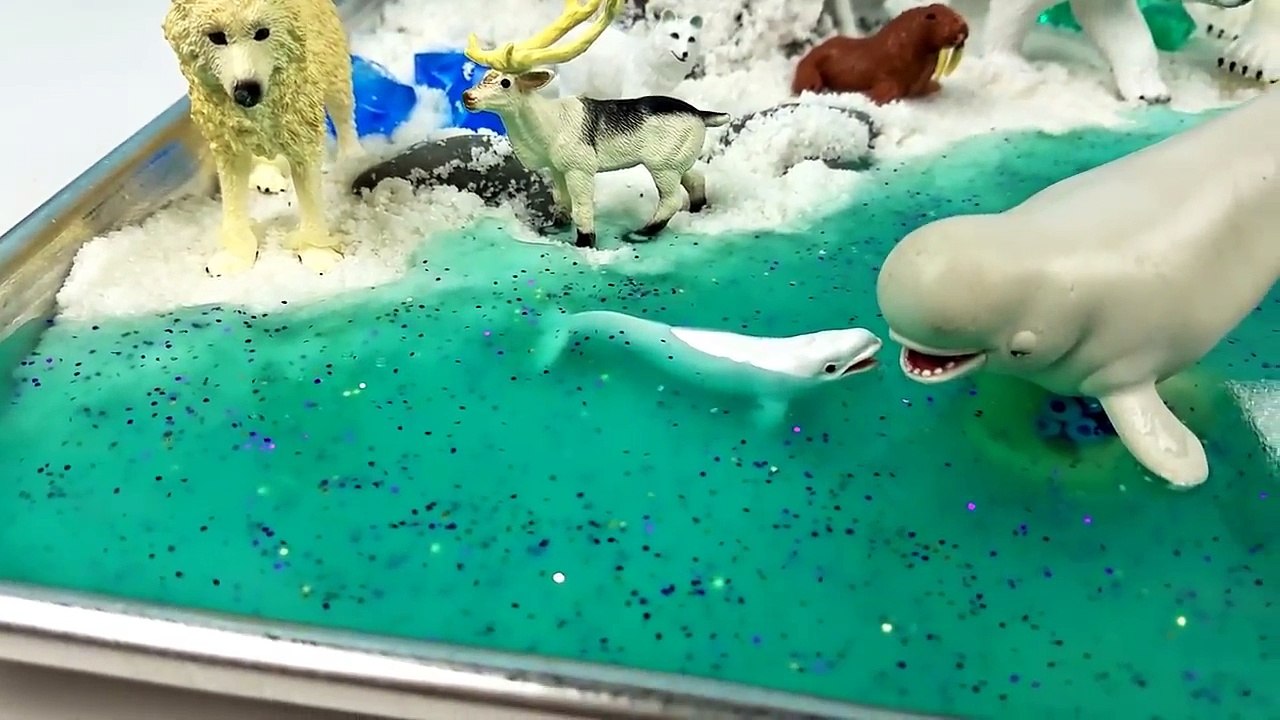 Learn Names Arctic Sea Animals Kids Children DIY Polar Bear Slime Kinetic Sand Mini Beach Ocean Snow
