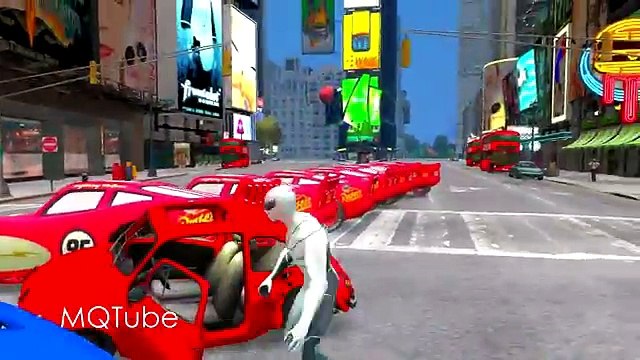 Spiderman Smash Ligthning McQueen & Dump Truck & Police Car with Nursery Rhymes Itsy Bitsy Spider