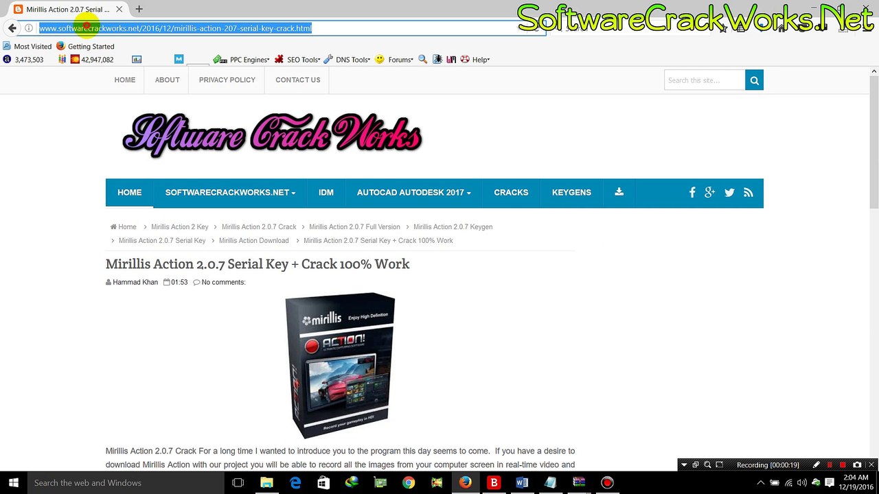 Mirillis Action 2.0.7 Serial Key + Crack 100% Work
