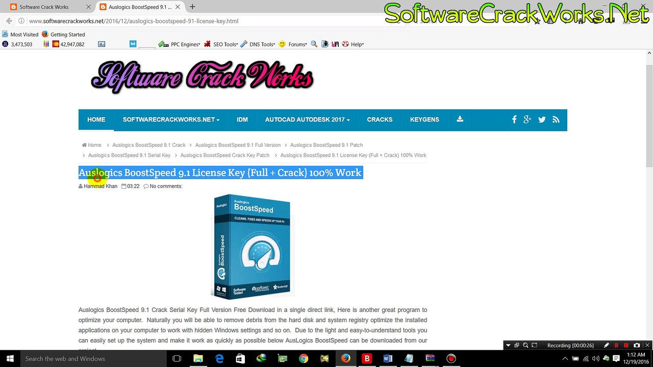 Auslogics BoostSpeed 9.1 License Key (Full + Crack) 100% Work