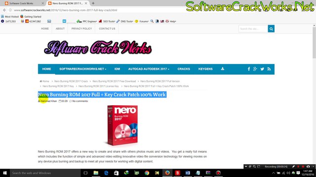 Nero Burning ROM 2017 Full + Key Crack Patch 100% Work