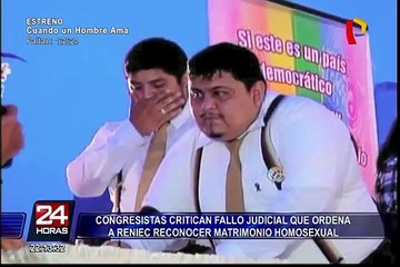 Congresistas critican fallo judicial que ordena a Reniec reconocer matrimonio homosexual