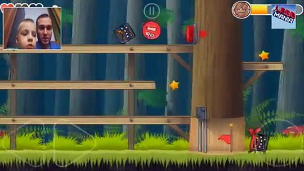 Cartoon Game - Red Ball against a Black Square Passage. Dense Forest, Children s Playground