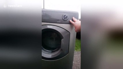 Tumble dryer appears to catch fire