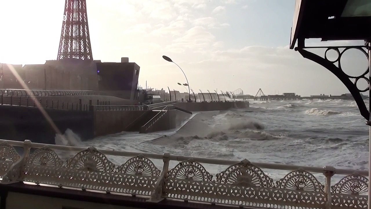 Stormy winds hit Blackpool, UK