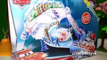 Escape the Snow Monster!!! Disney Pixar Cars Ice Racers Snowdrift Spinout Track Set and Sonic Boom