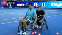 Novak DJokovic playing tennis in a Wheelchair - Australian Open 2017