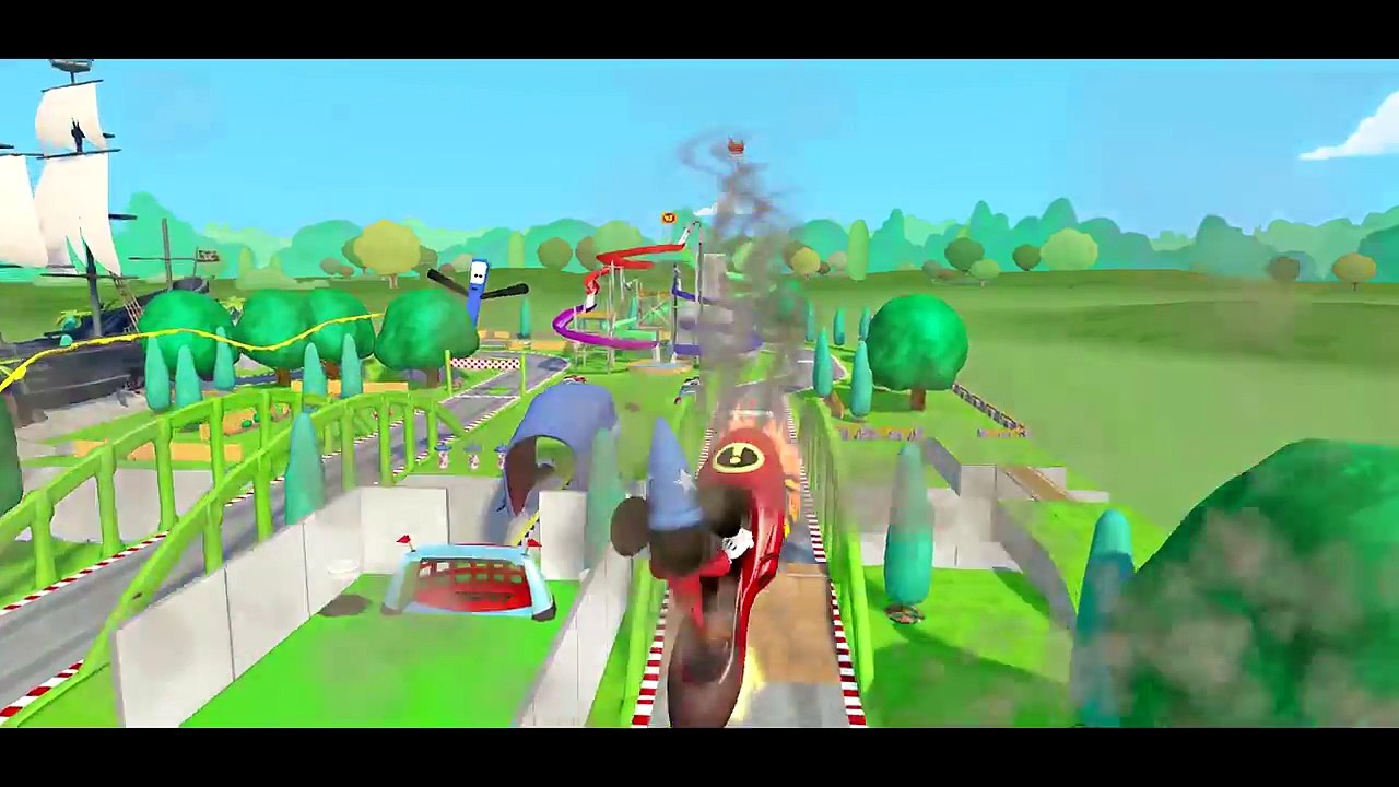 Epic race DASH The Incredibles vs Mickey Mouse vs Donald Duck vs Disney Pixar Cars Rayo McQueen