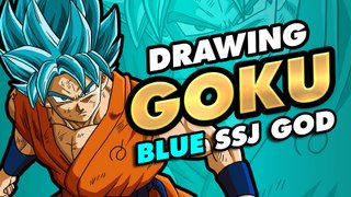 Speed drawing GOKU blue SSJ God Dragon Ball Super