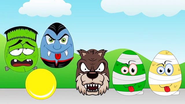 Halloween 2016 Kids Surprise Eggs Scary Frankenstein Monsters Learning Colors Bubble Gum Machine