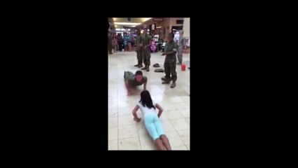 Young Girl vs. Marine Cadet Push Up Challenge