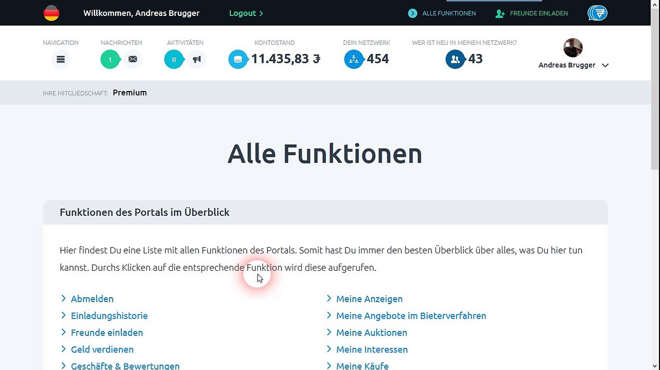 Alle Funktionen bei JUGL im Überblick