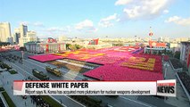 Korea's latest defense white paper says N. Korea has amassed 50 kg of plutonium