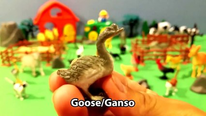 Learn Farm Animals Names and Sounds English & Spanish Español Cartoon characters for kids Children