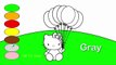 Hello Kitty With Balloons Coloring Page and Learn Color For Toddler Children