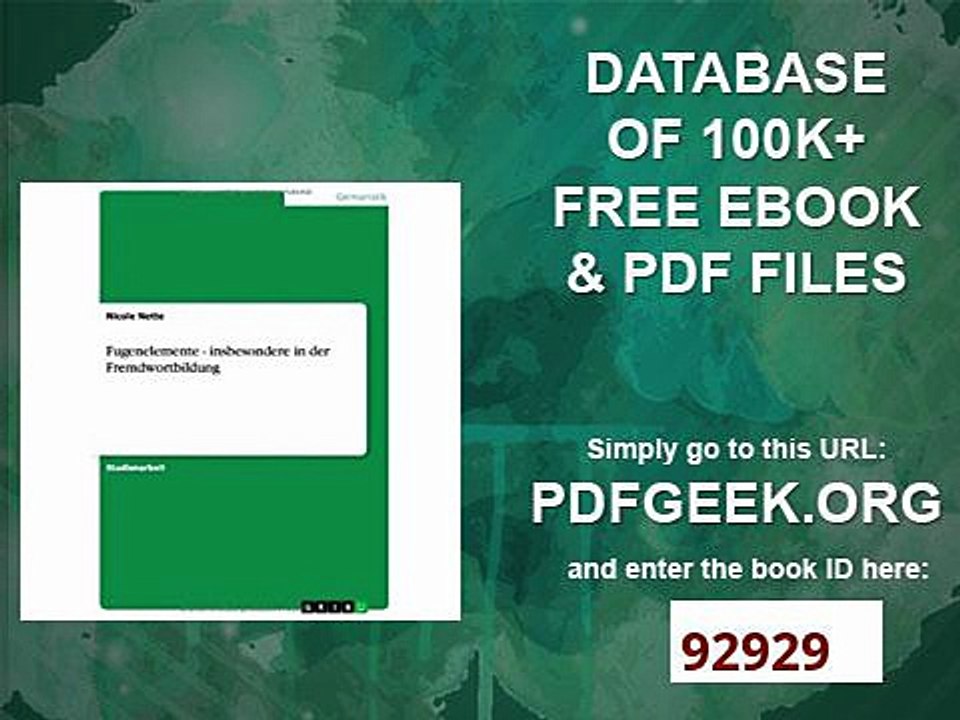 Fugenelemente - insbesondere in der Fremdwortbildung