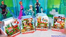 Disney Frozen Elsa gives Anna Olaf Hans Kristoff Christmas Kinder surprise eggs