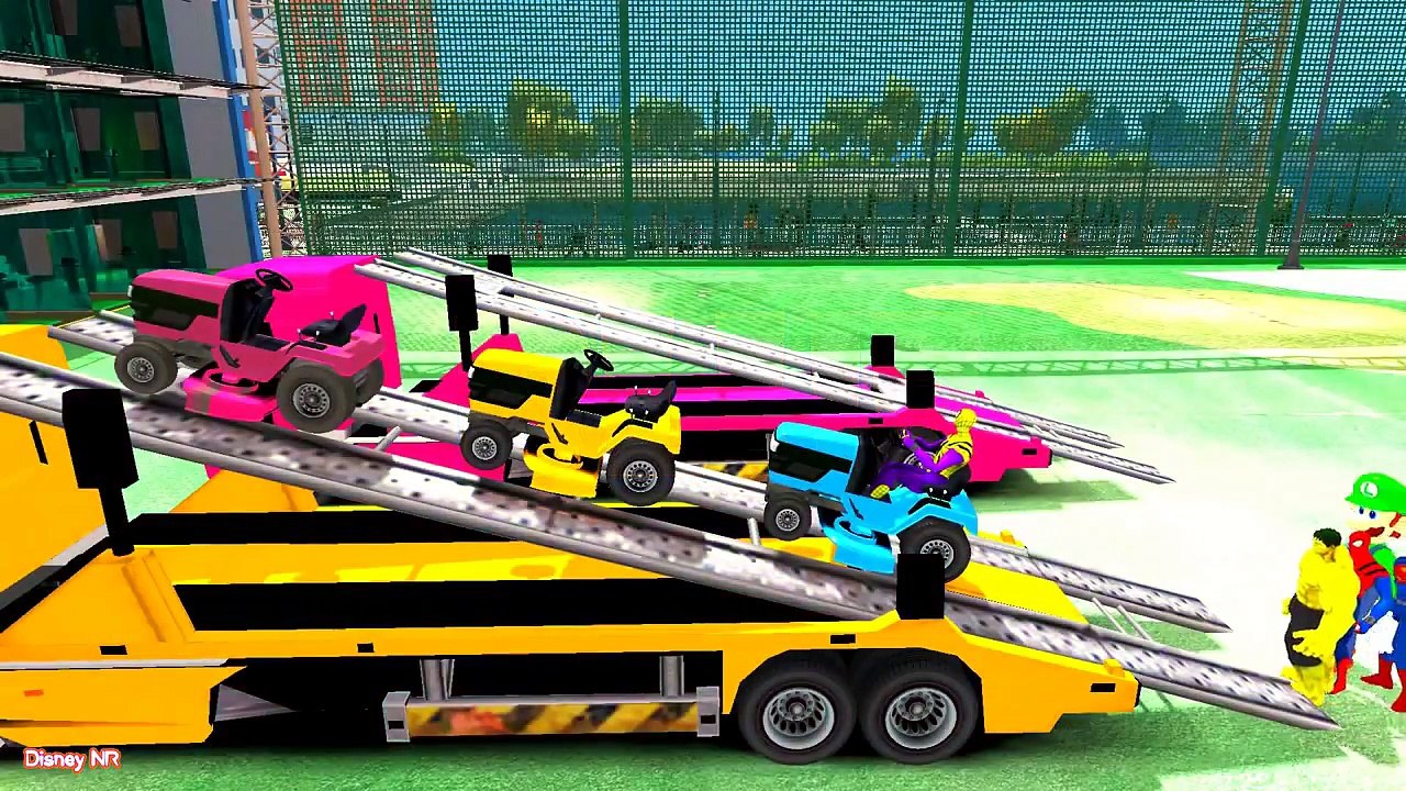 Learn Numbers - Colors Cars Transportation in Spiderman Cartoon Videos for Kids and Nursery Rhymes