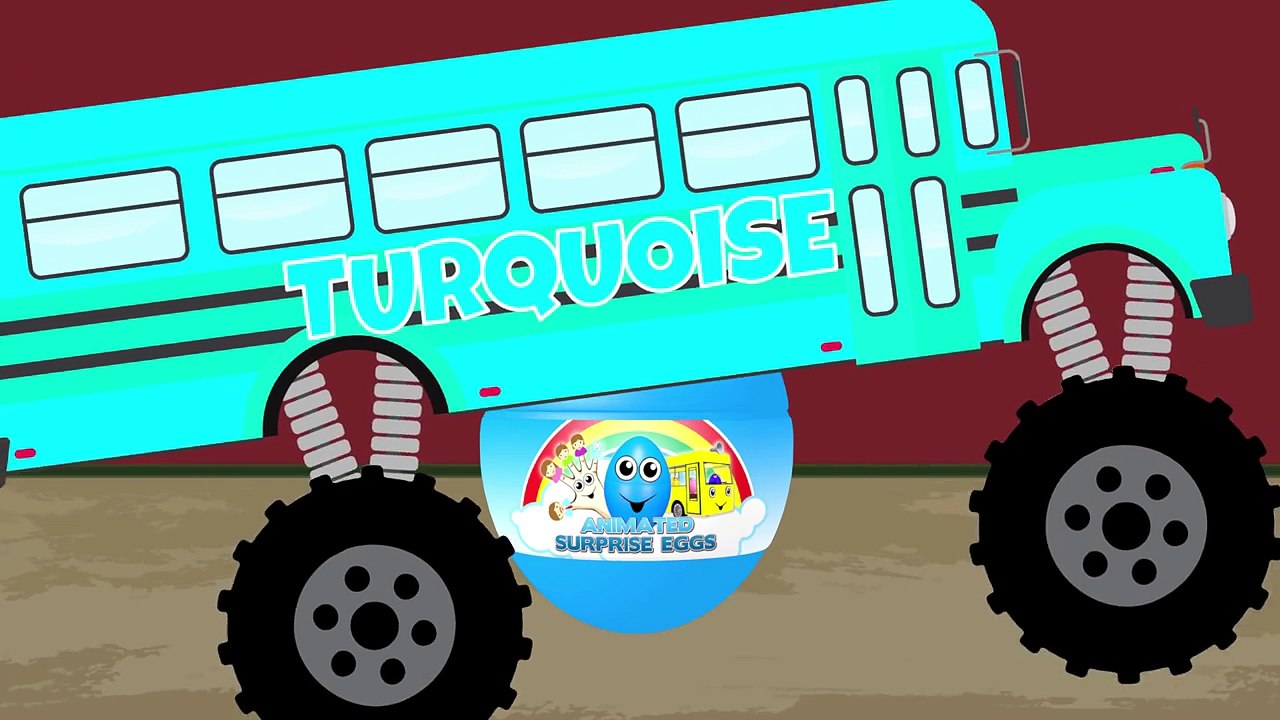 Monster Truck School Bus Vol. 2 | Surprise Eggs Learn Colors | Monster Trucks Colour Video for Kids