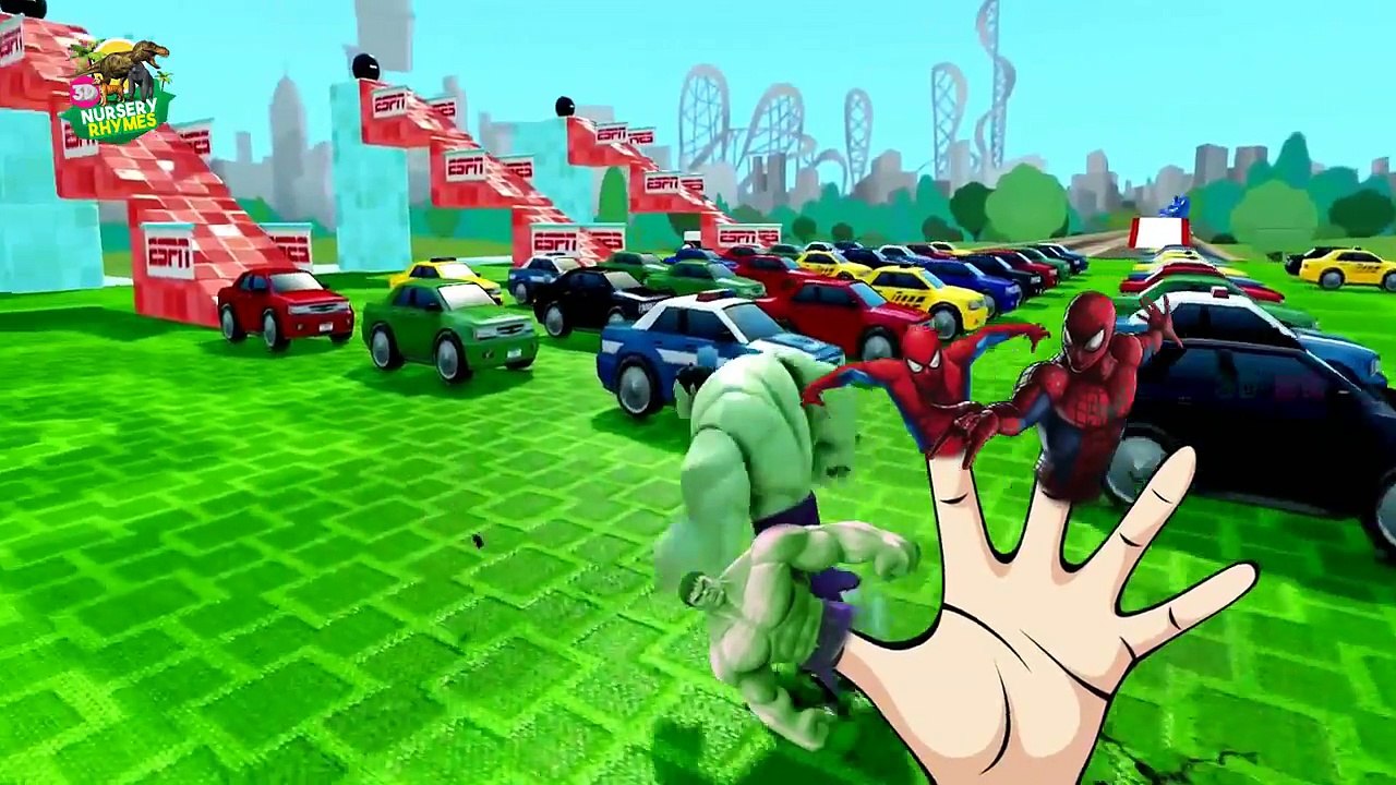 HULK SMASH Colors CARS Party With Spider Man | Funny Hulk Finger Family + Nursery Rhyme Songs